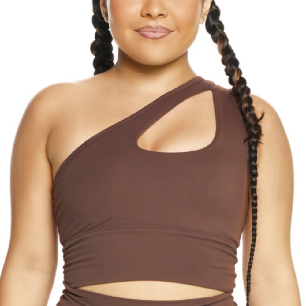 One-Shoulder Brown Sports Bra